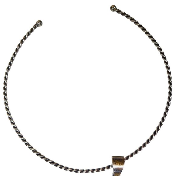 Vtg Navajo Ella Peter Blue Denim Lapis Pendant 925 Silver Twisted Torque Necklac - Picture 4 of 9